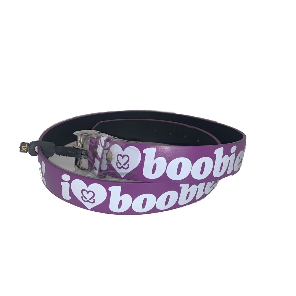 Leather- “I 💜 Boobies” belt
